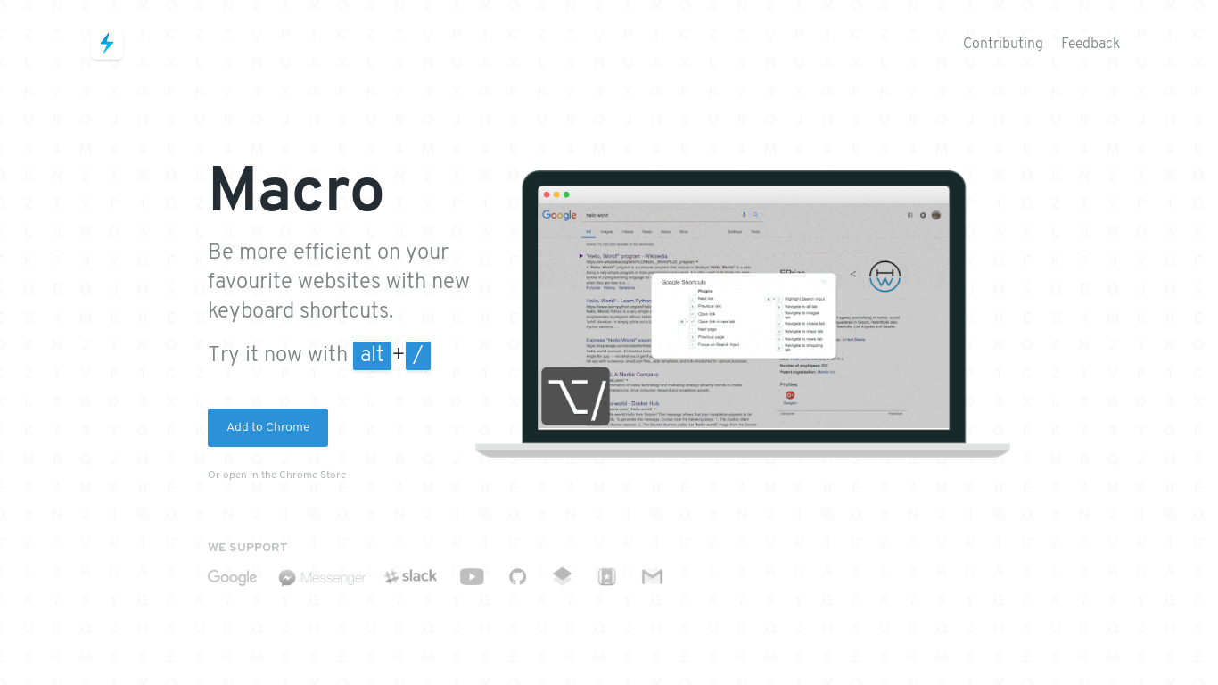 Macro Shortcuts for Chrome Landing page