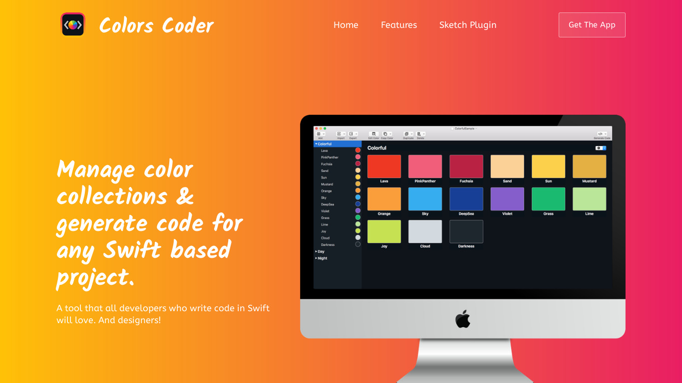 Colors Coder Landing page