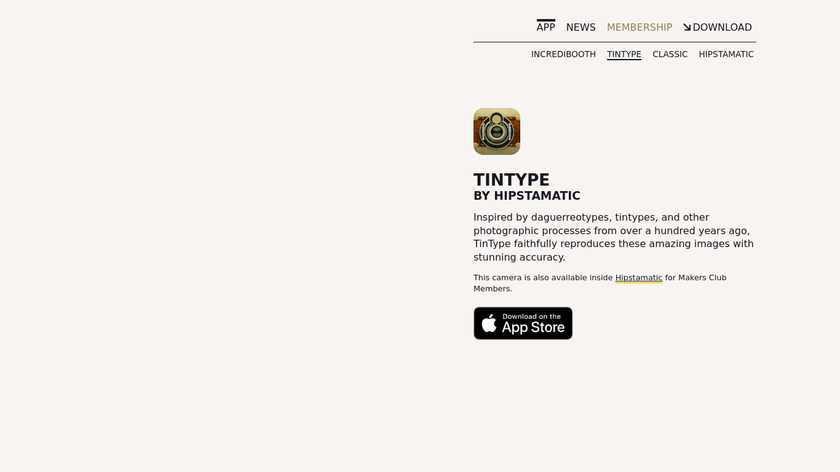 TinType by Hipstamatic Landing Page