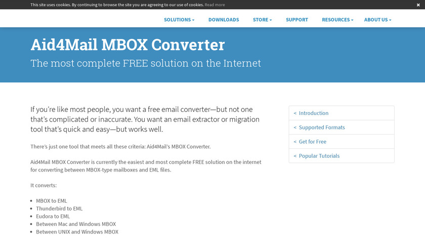 Aid4Mail MBOX Converter Landing Page