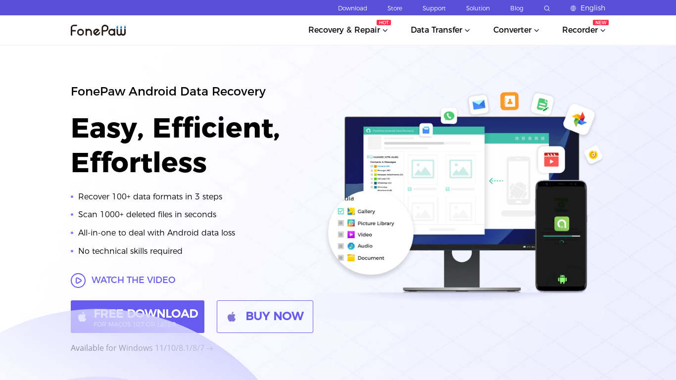 FonePaw Android Data Recovery Landing page