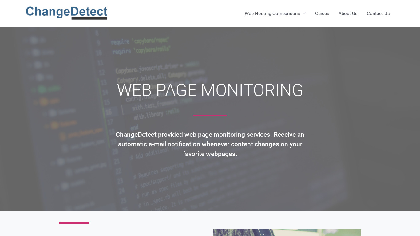 ChangeDetect Landing page