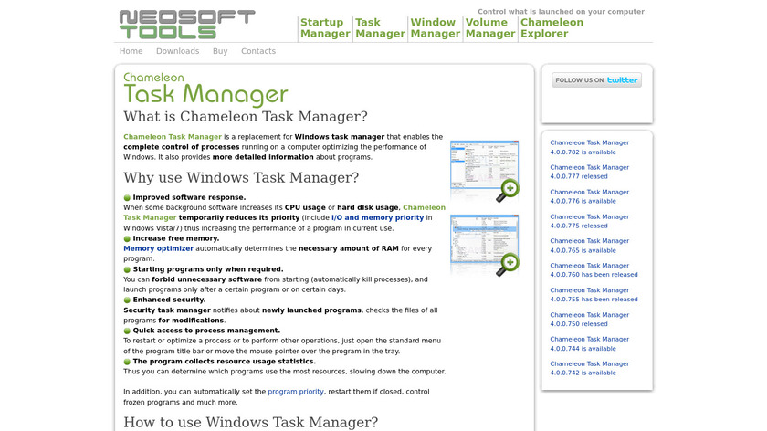 Chameleon Task Manager Landing Page
