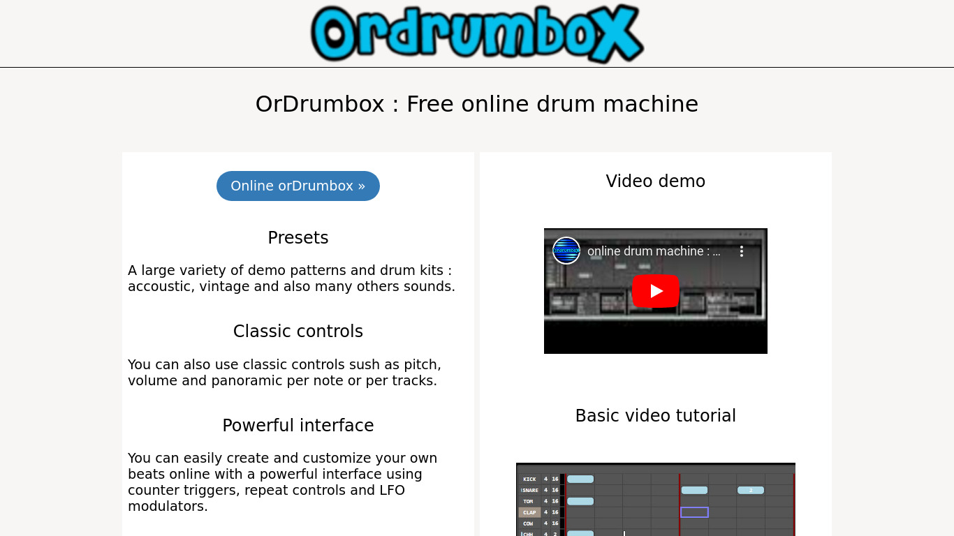 OrdrumBox Landing page