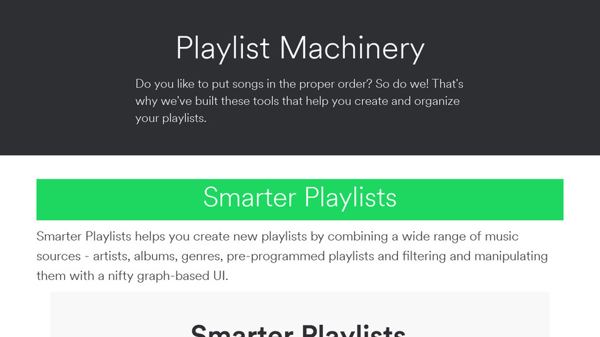 Playlist Machinery Landing Page