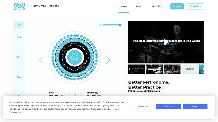 Metronome Online Landing Page