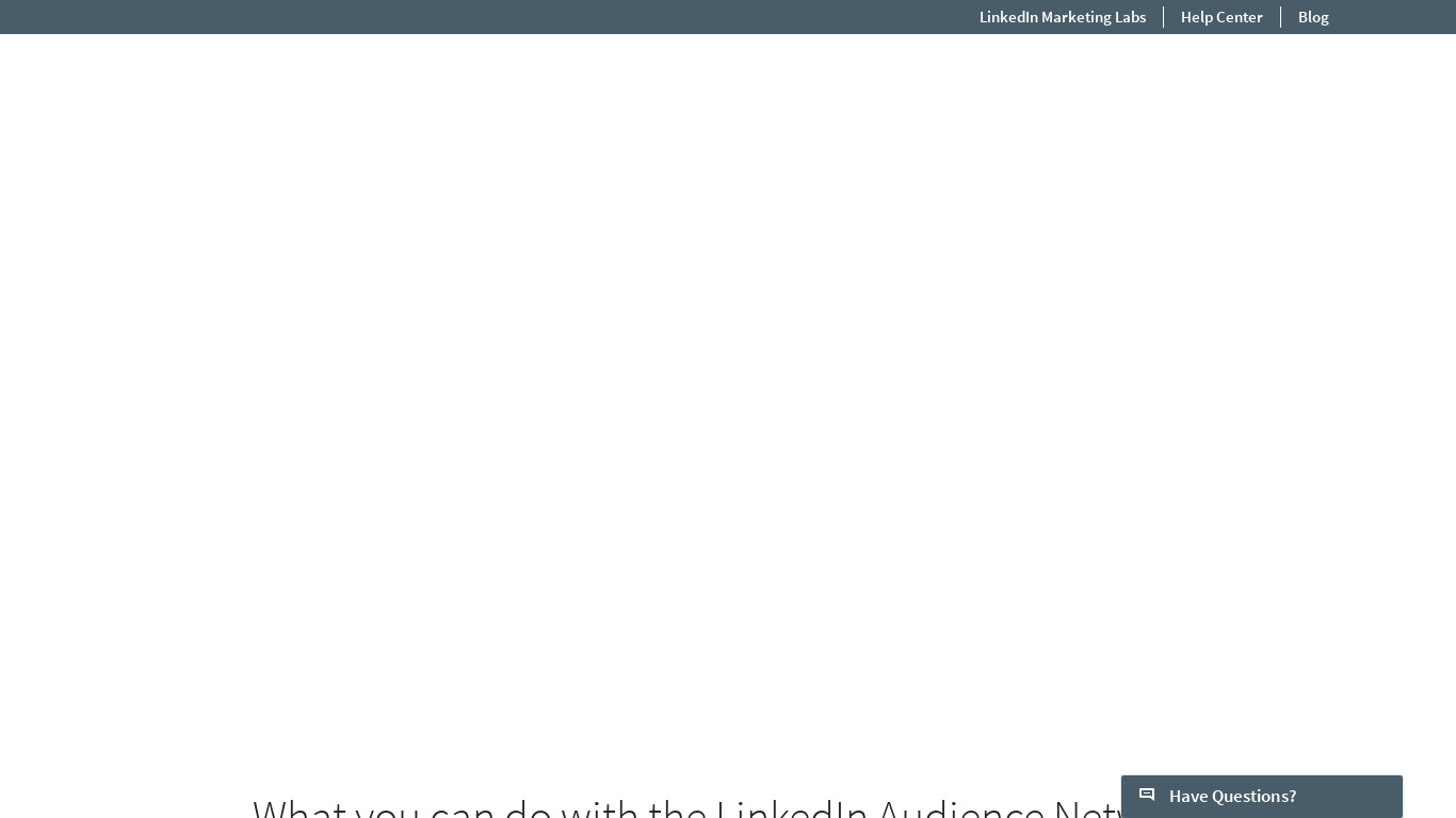 LinkedIn Audience Network Landing page