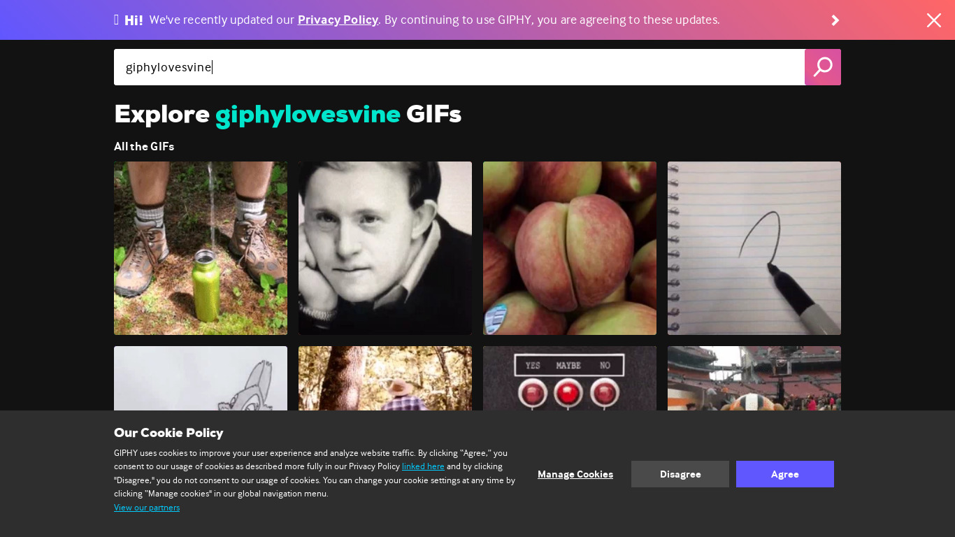 GIPHY ❤ Vine Landing page
