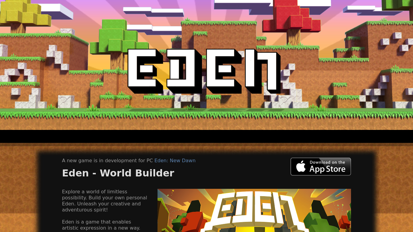 Eden - World Builder Landing page
