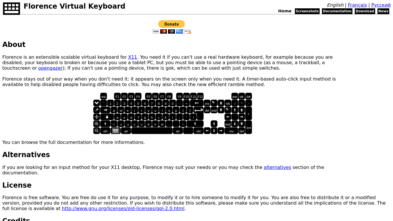 Florence Virtual Keyboard Landing page