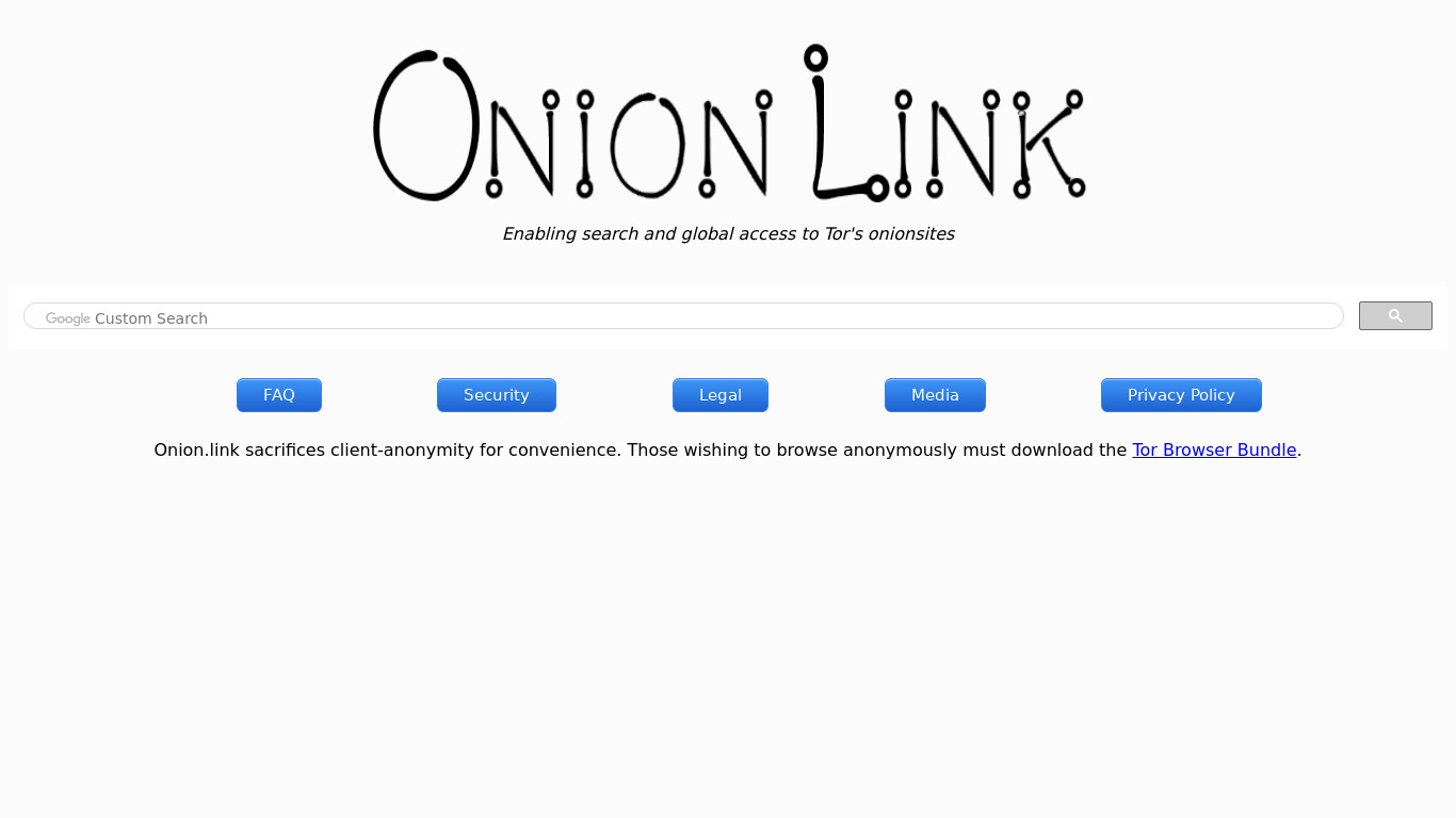 Onion.link Landing page
