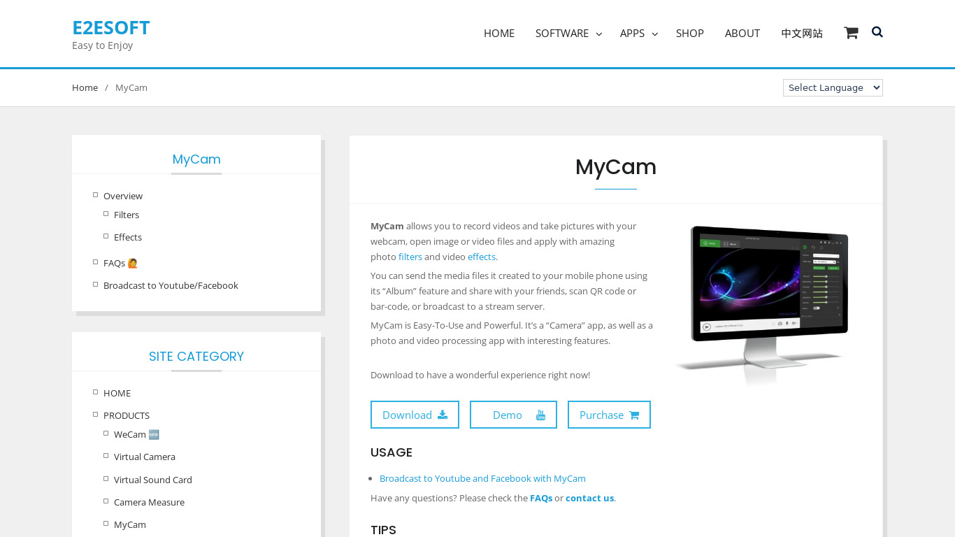 MyCam Landing page