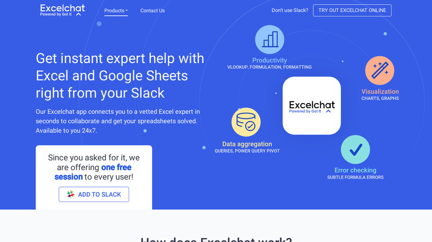 Excelchat for Slack Landing Page