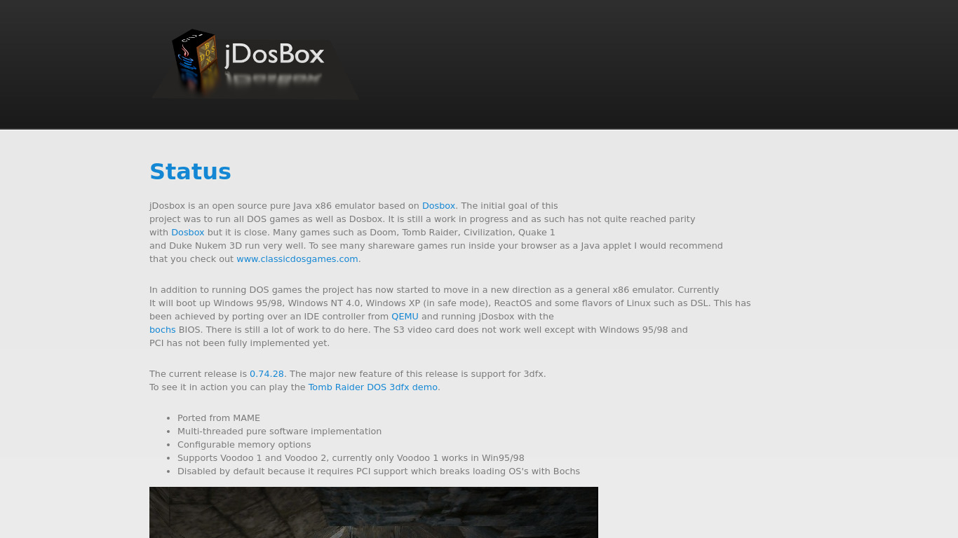 jdosbox.sourceforge.net jDosbox Landing page