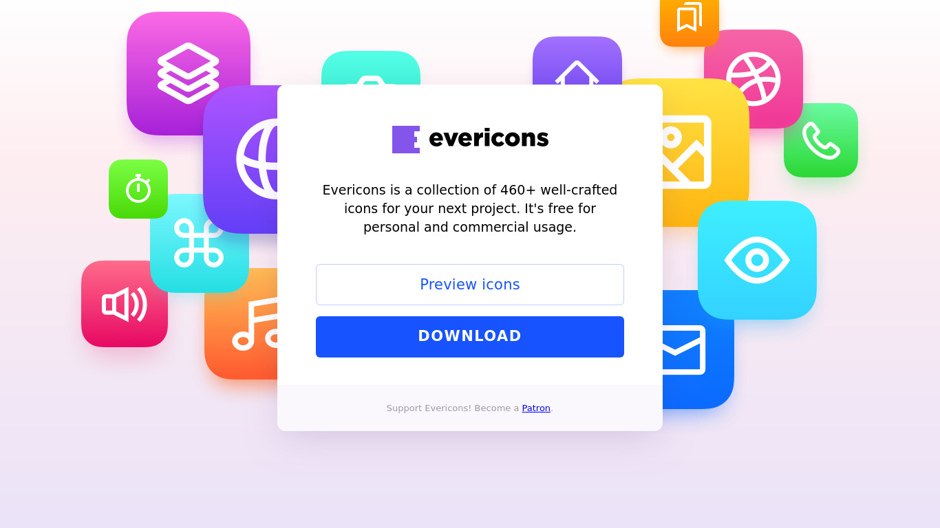 Evericons Landing page