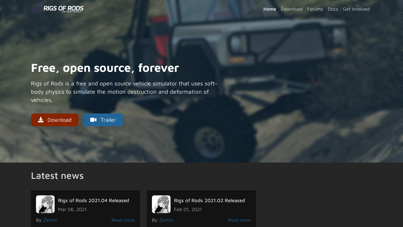 Rigs of Rods Landing page