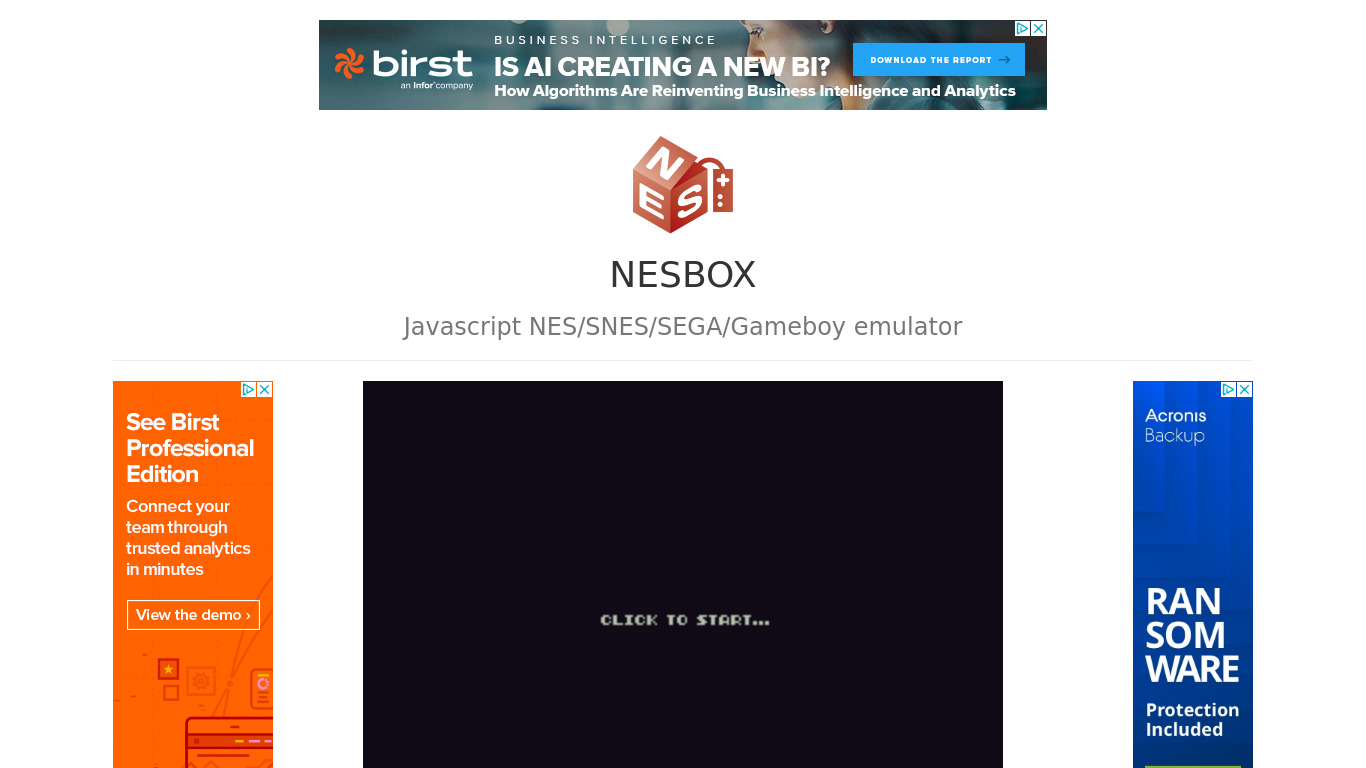 NESBox Landing page