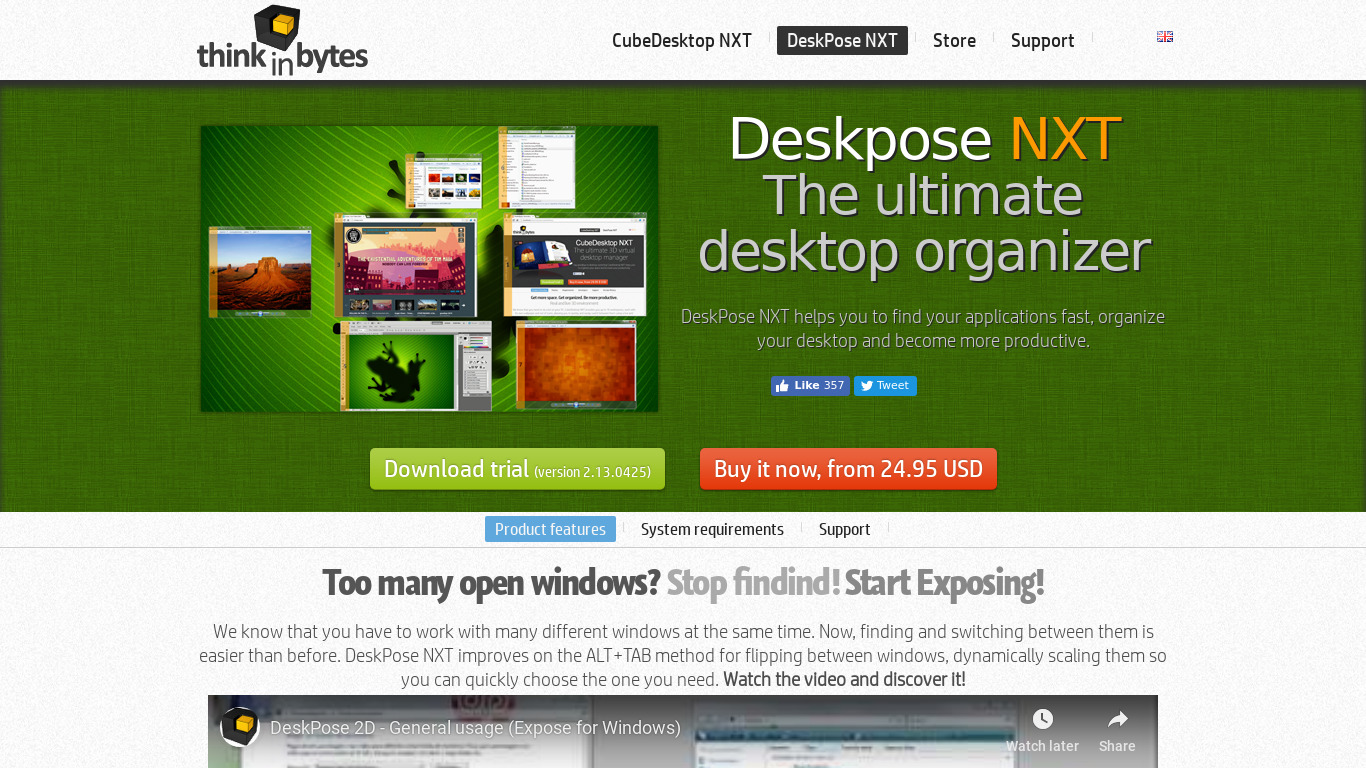 cubedesktop.com Deskpose NXT Landing page