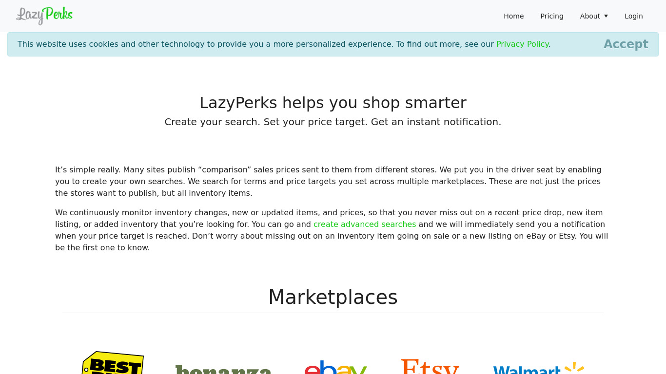 LazyPerks Landing page