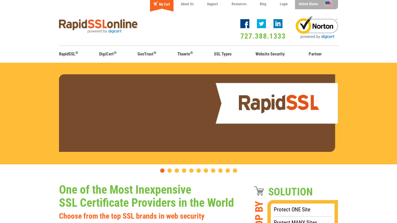 RapidSSLonline Landing page