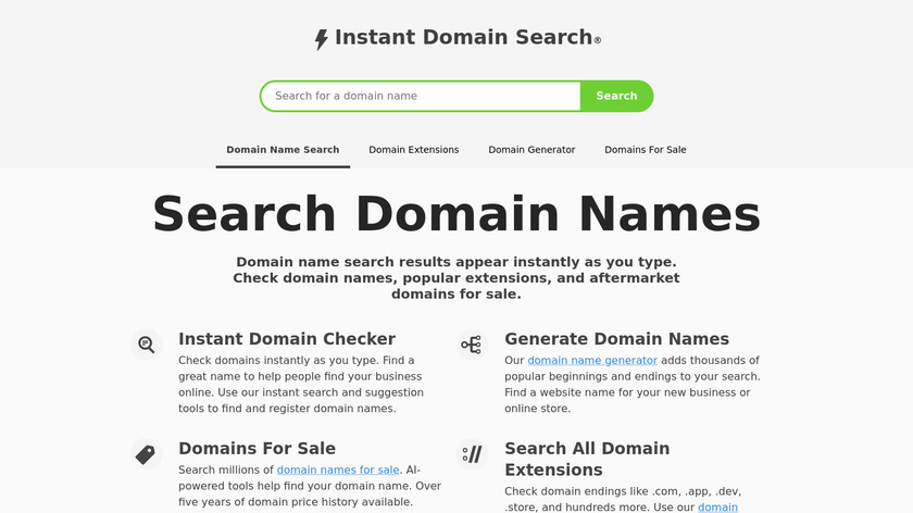 Instant Domain Search Landing Page