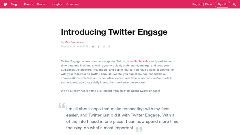 blog.twitter.com Engage by Twitter Landing Page