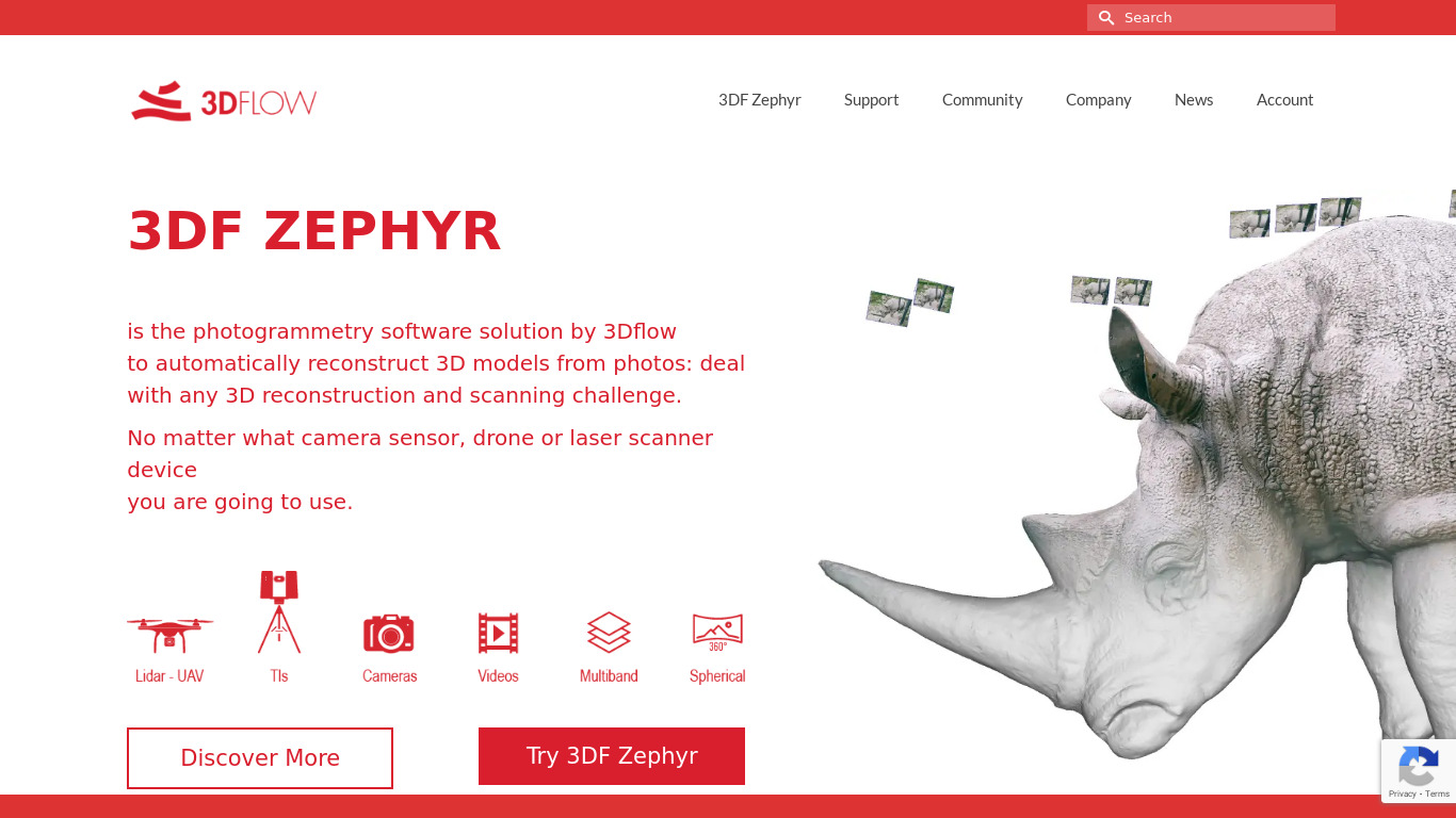 3DF Zephyr Pro Landing page