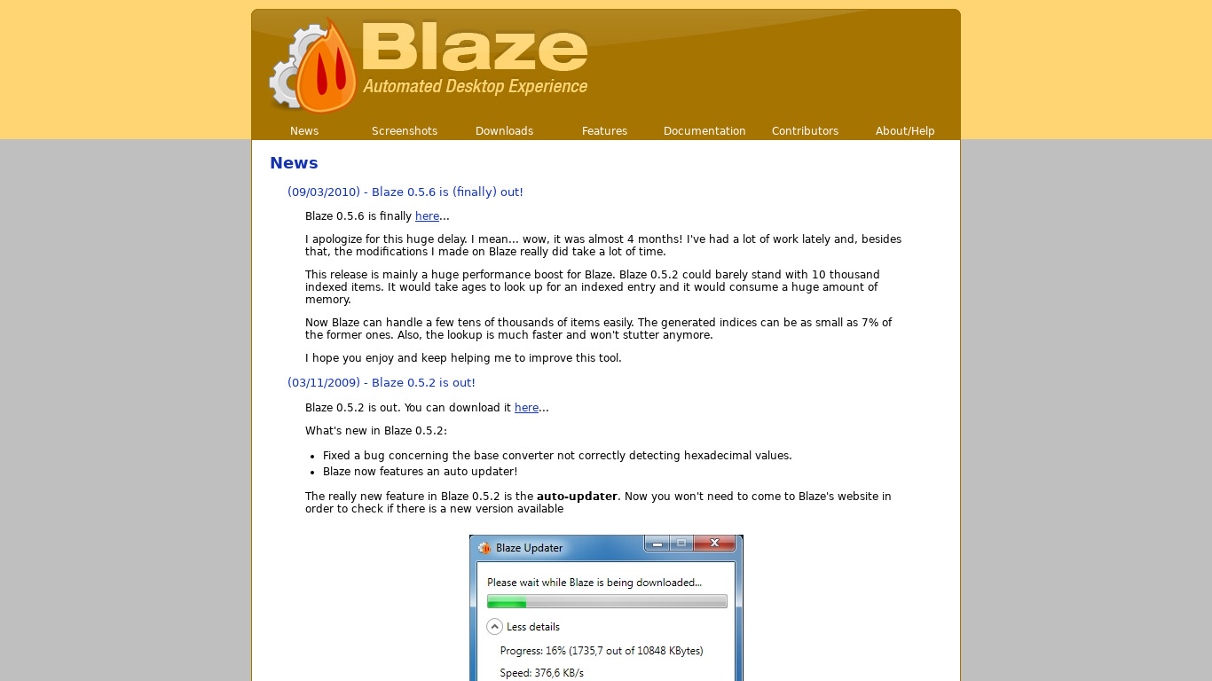 Blaze Landing page