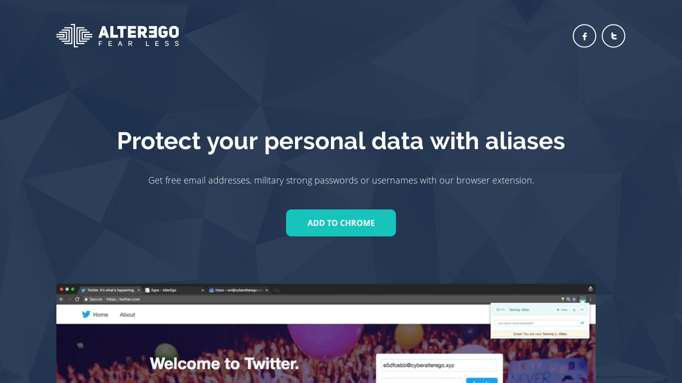 Alter Ego Landing page