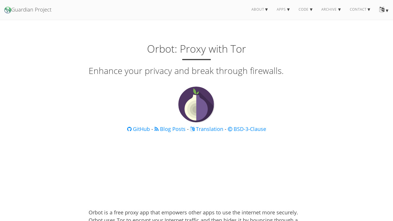 Orbot Landing page