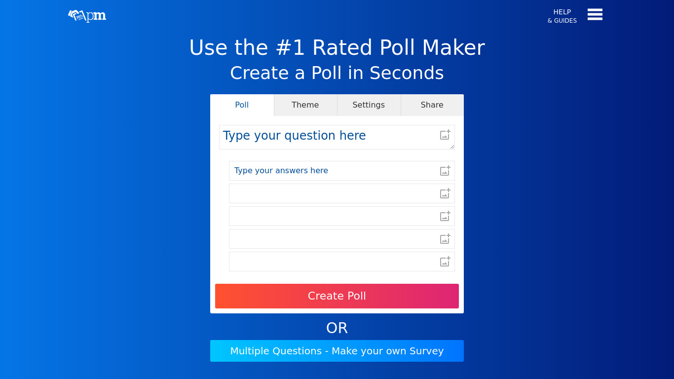 PollMaker Landing page