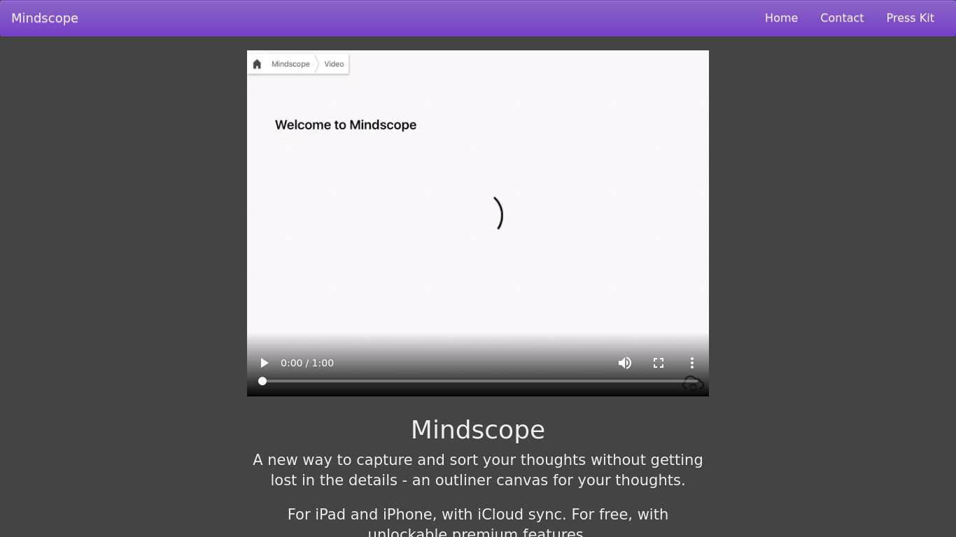 Mindscope Landing page