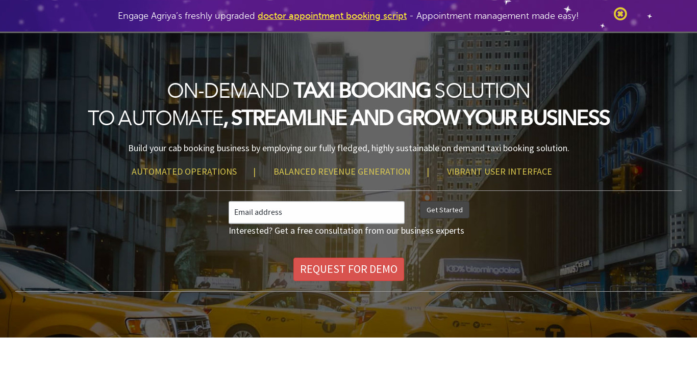 On-demand Taxi Booking Solution Landing page