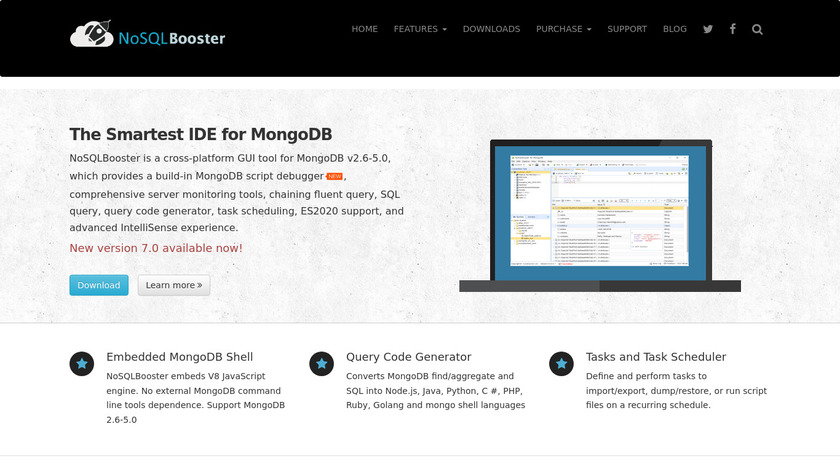 NoSQLBooster for MongoDB Landing Page