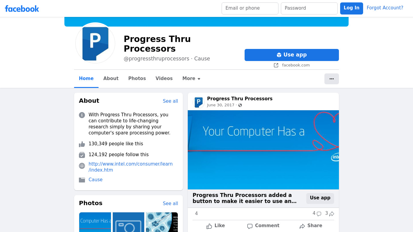 Progress Thru Processors Landing page