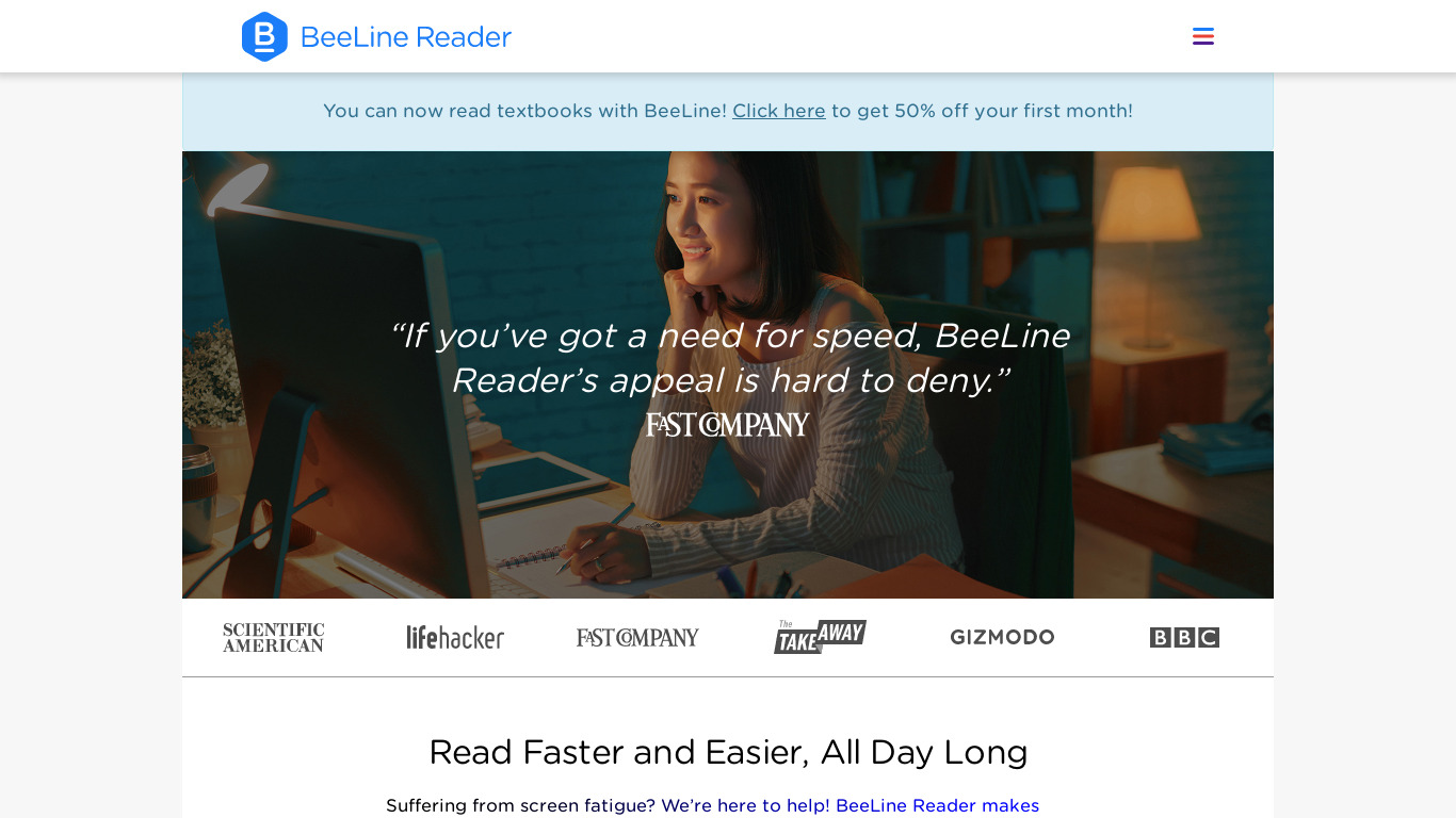 BeeLine reader Landing page