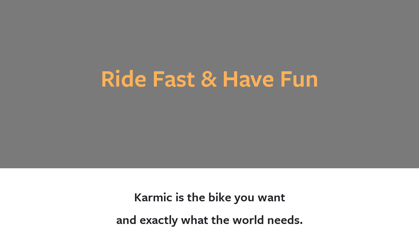 Karmic Bikes Landing page