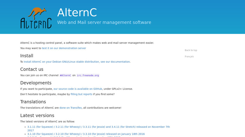 AlternC Landing Page
