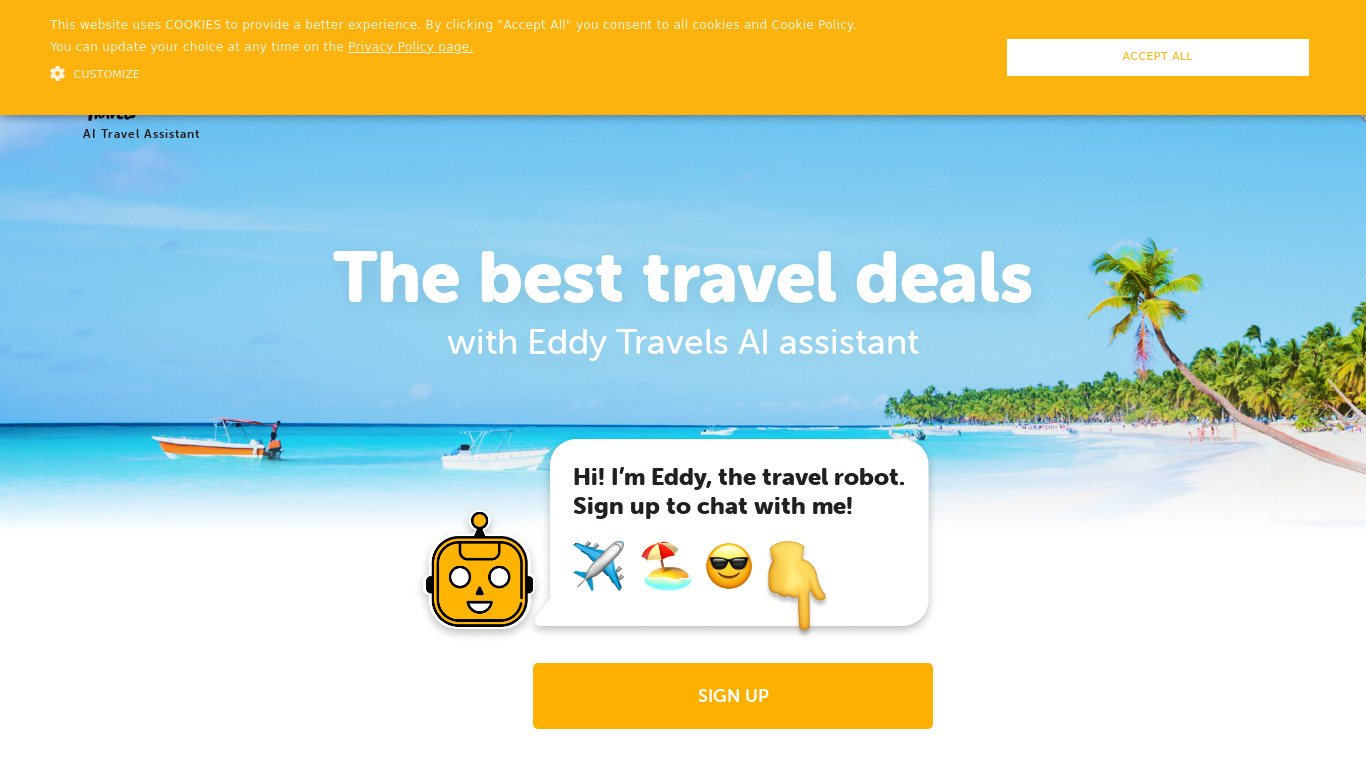 Eddy Travels for Messenger Landing page