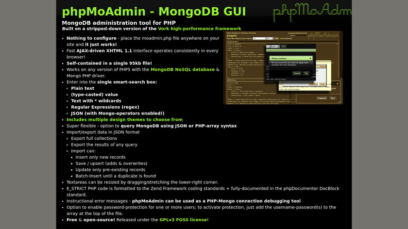 PhpMoAdmin Landing Page