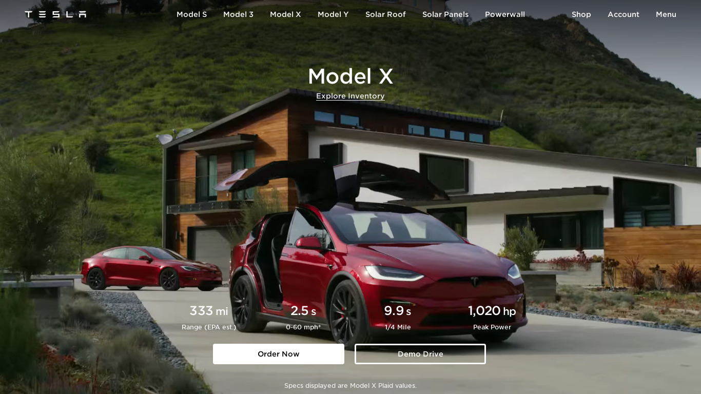 Tesla Model X Landing page