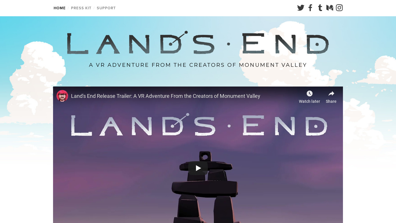 Land's End Landing page