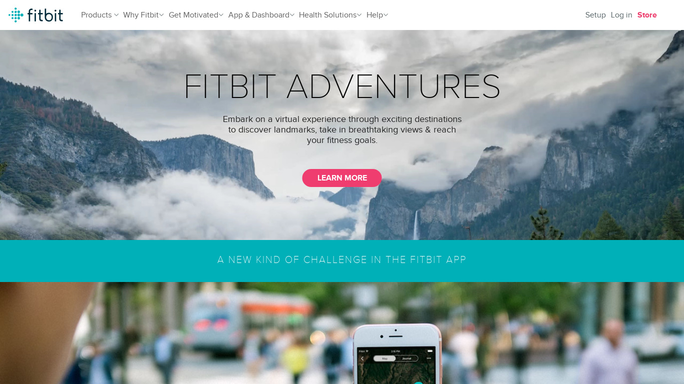 Fitbit Adventures Landing page