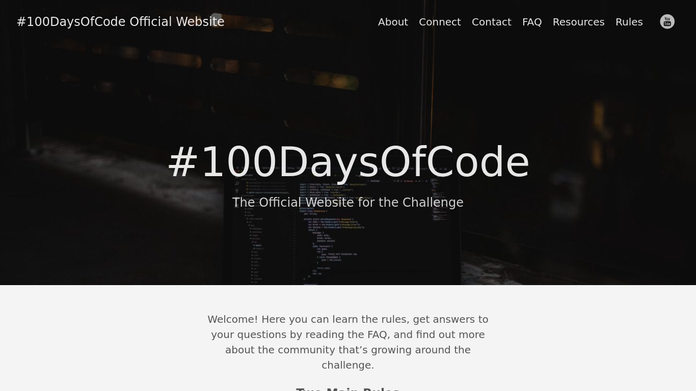 100 Days of Code Landing page