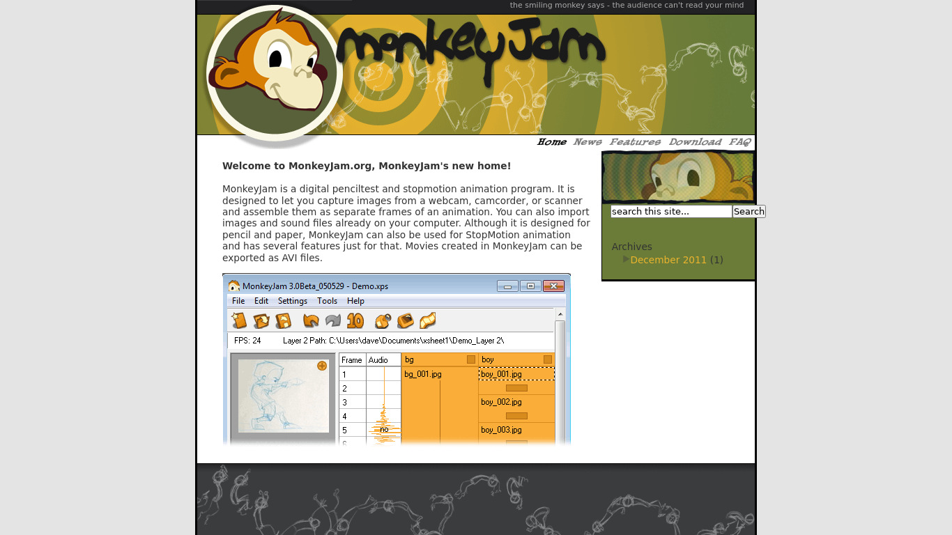 MonkeyJam Landing page