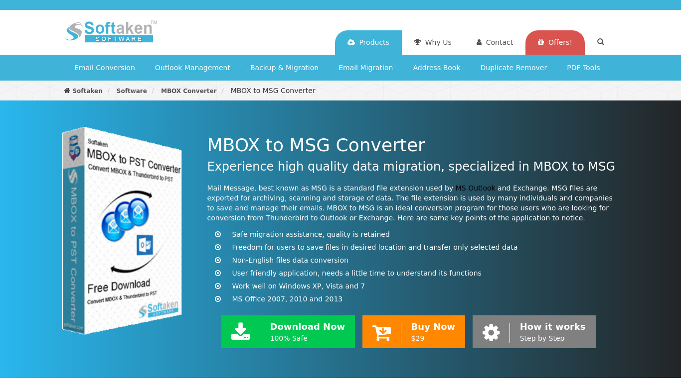 MBOX to MSG Converter Landing page