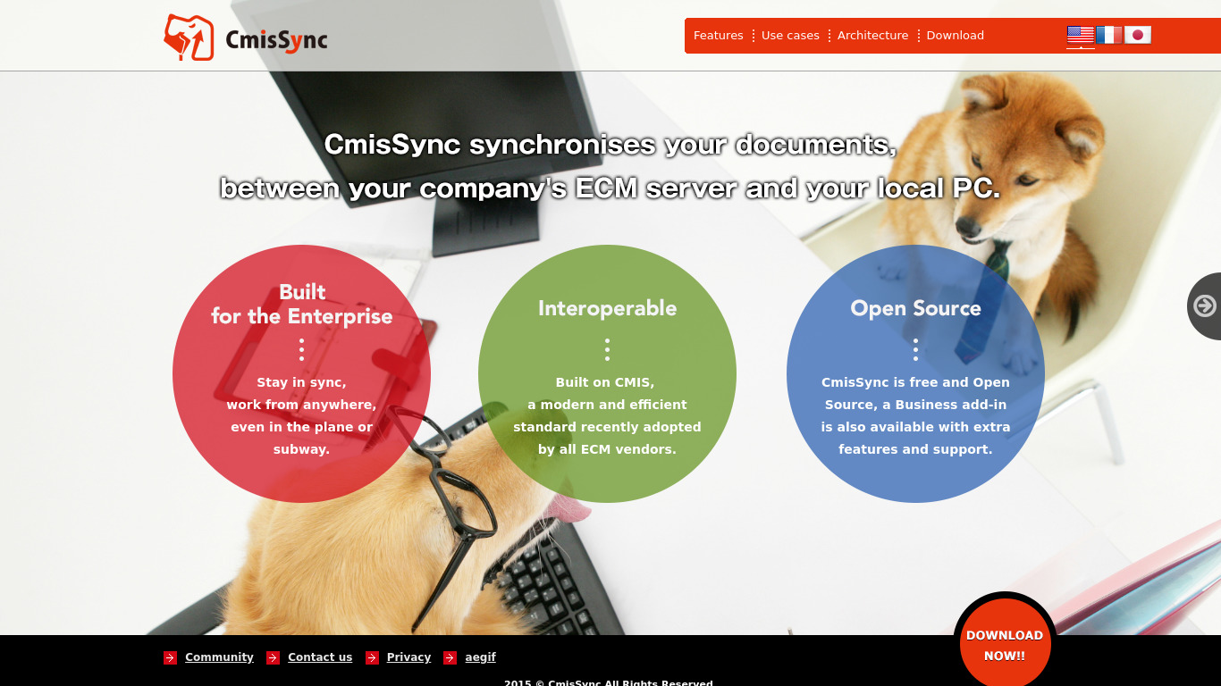 CmisSync Landing page