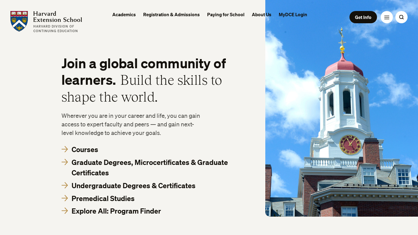 Harvard Open Courses Landing page