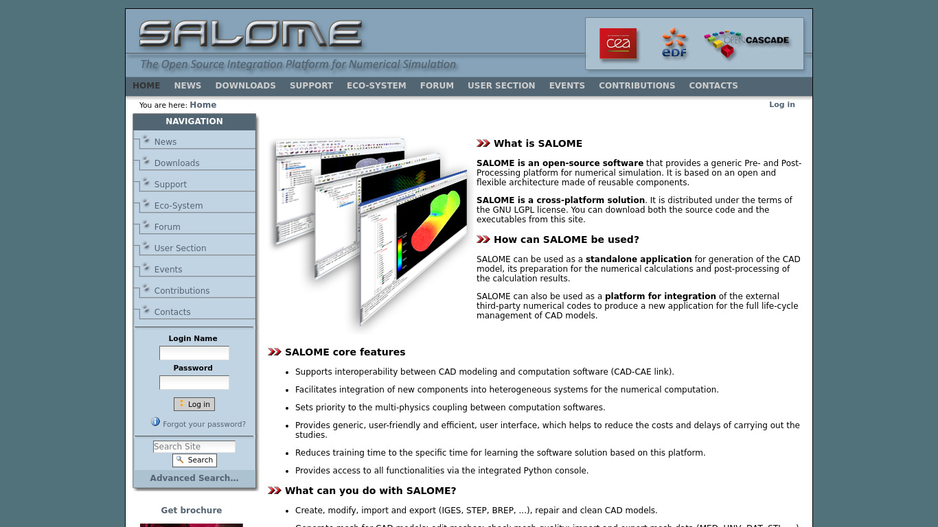 salome-platform.org Salome Landing page