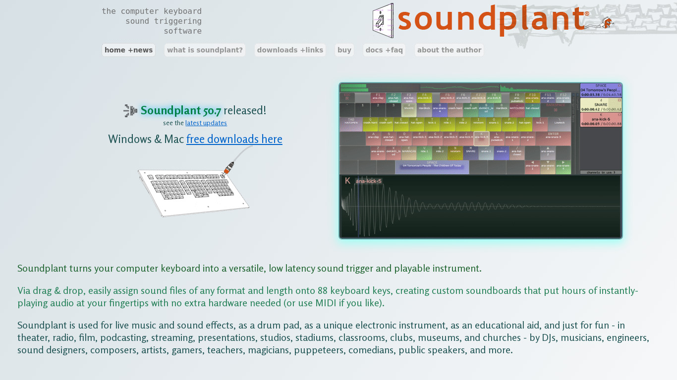 Soundplant Landing page